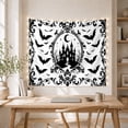 thumbnail image 5 of Haunted Castle with Baroque Frame and Bats on White Background, Eerie Gothic for Dark Art Lovers, Halloween Decor Art Print, Halloween Gift, Tapestry Wall Hanging for Bedroom and Living Room, 5 of 7