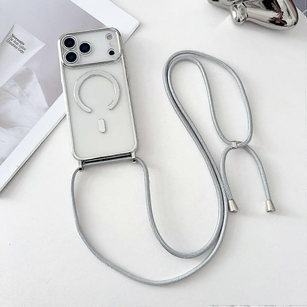 For iPhone 17 Pro Max Case Compatible with MagSafe Electroplating TPU Phone Cover with Long Lanyard