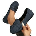 thumbnail image 7 of Hopeusnice Flats Driving Shoes for Women Trendy Non-Slip Breathable Soft Pumps Shoes Flock Fall Slip-Ons Flats Driving Shoes Flat Heel Classic Loafers Office Shoes Rubber Sole Vacation Shoes Navy 36, 7 of 7