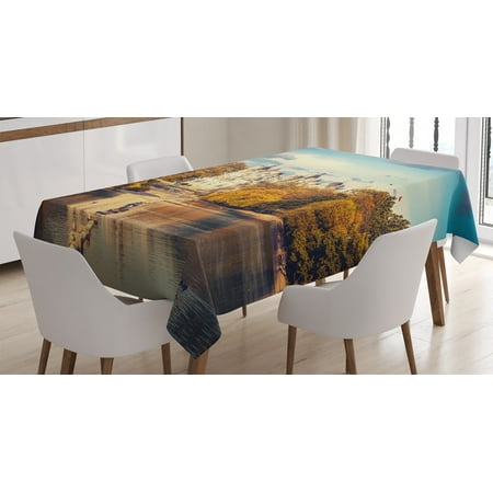 

London Tablecloth Picturesque ST James Park in UK Baroque Architecture Heritage Medieval Landscape Rectangular Table Cover for Dining Room Kitchen 60 X 90 Inches Multicolor by Ambesonne