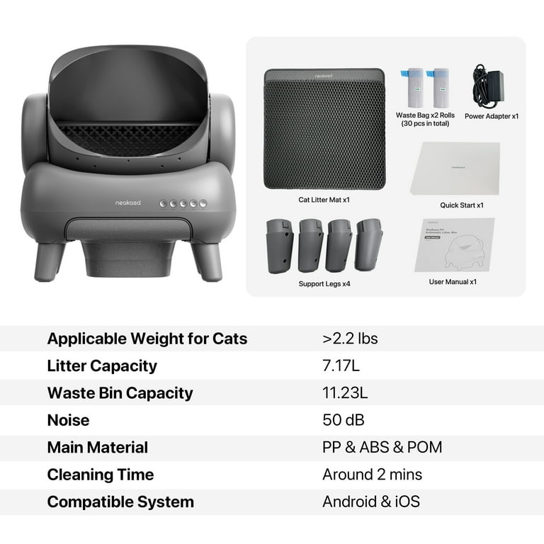 Neakasa M1 Self-Cleaning Automatic Cat Litter Box, Open-Top, 7.17L
