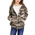 thumbnail image 5 of PiGOGI Kids Camo Print Hooded Jacket Warm Fleece Zipper Coat with Pockets for Toddler Boys Girls 4-12 Years Winter Clothes Camouflage 5 Years, 5 of 8