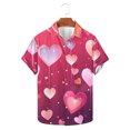 thumbnail image 5 of BiZtdJrK Today's Sales Mens Button Up Shirts Short Sleeve, 2025 Valentine Day Clothes Cute Graphic Dressy Turndown Collar Tshirts Vacation Beach Blouse Multicolor 5XL, 5 of 6