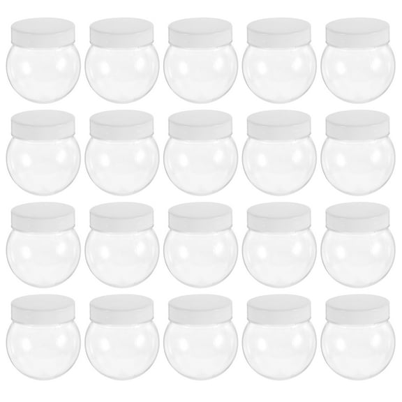 WEUVEB Jars For Kitchen Storage Cookie Jar Transparent Plastic 20Pcs 2.2In Round Ball Shape