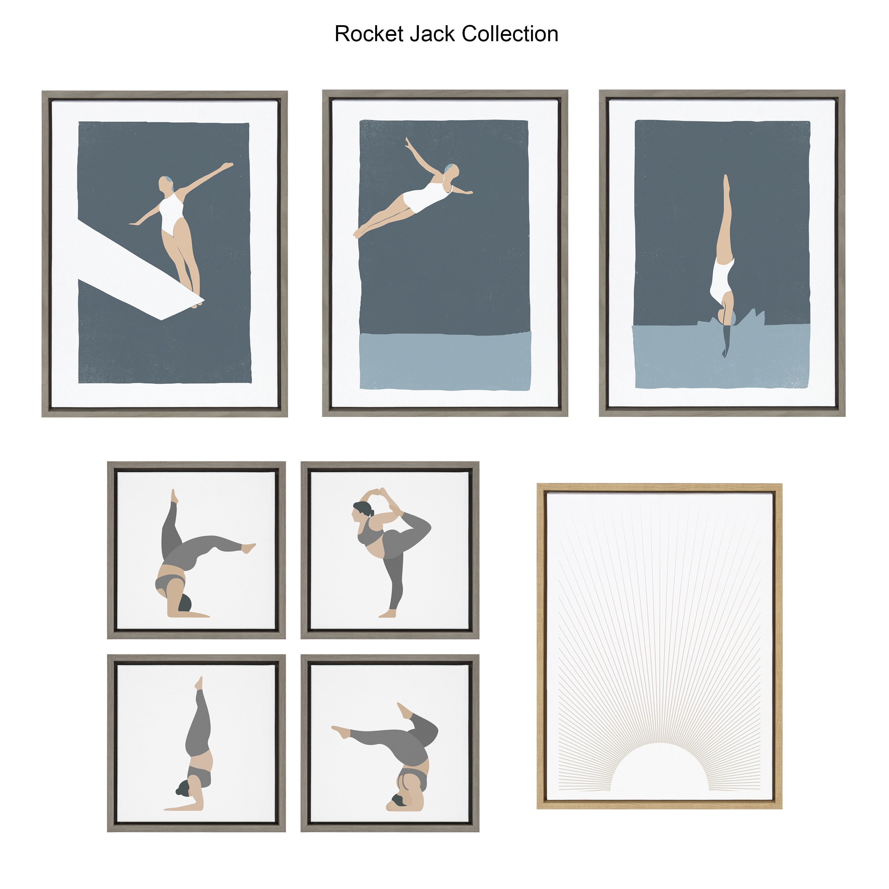 Kate and Laurel Sylvie Splash Framed Canvas Wall Art by Rocket Jack, 18x24 Gray, Chic Coastal Art for Wall