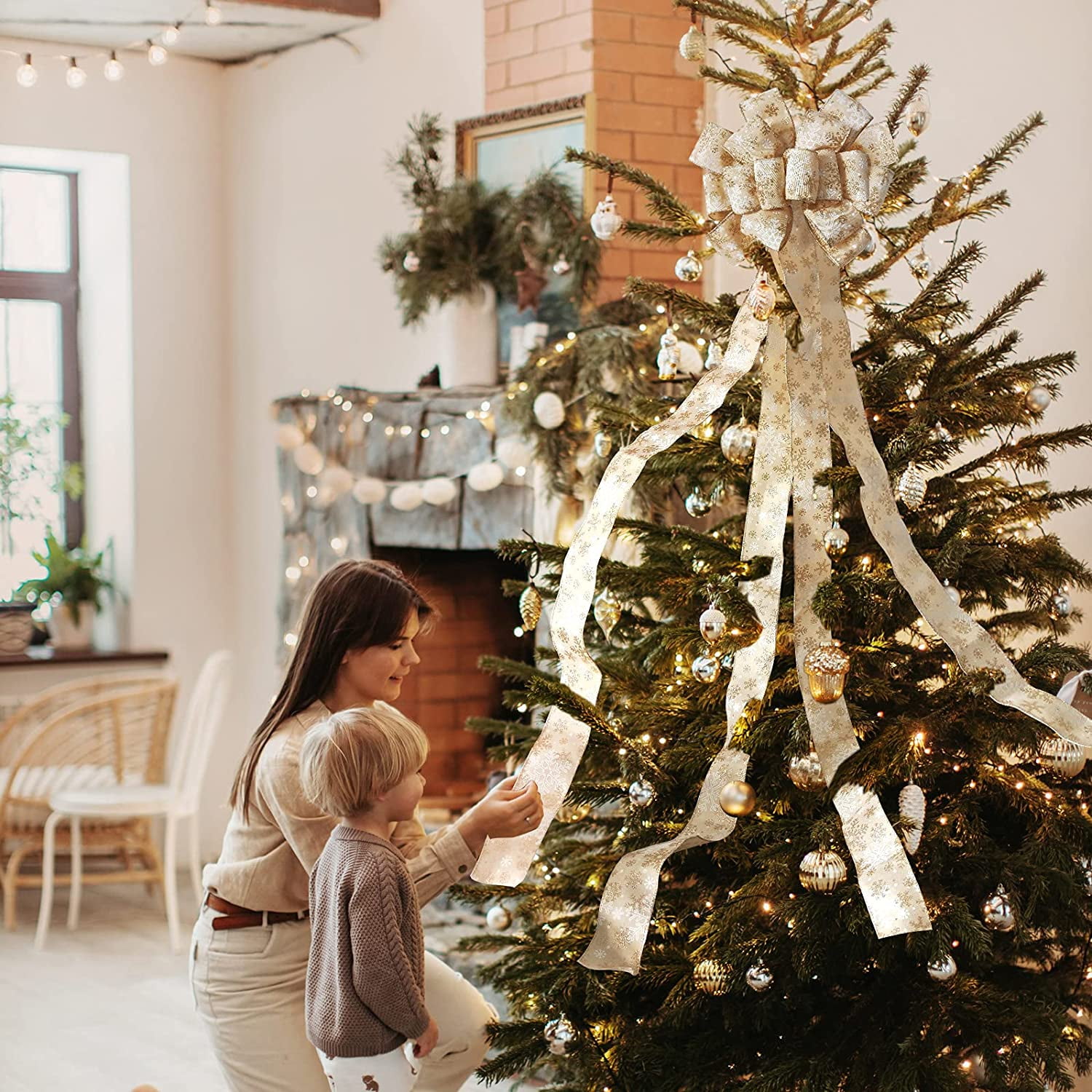 WINTER WHITE “CHRISTMAS TREE TOPPER” LUXURY BOW MULTI USE
