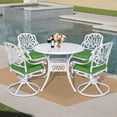 thumbnail image 7 of MEETWARM 5-Piece Outdoor Patio Dining Set, All-Weather Cast Aluminum Patio Conversation Set for Backyard Garden Deck with 4 Cushions Swivel Rocker Chairs and 35.4" Round Table, White, 7 of 7