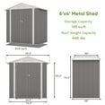 thumbnail image 4 of Patiowell 6 x 4 ft. Outdoor Metal Storage Shed, Galvanized Steel Garden Tool Shed with Double Lockable Doors for Backgard Patio Lawn, Gray, 4 of 7