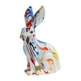 thumbnail image 1 of GROWTH TANK Rabbit Statue Bunny Figurine Colorful for Entrance Office Decoration Easter Gift Graffiti Sitting, 1 of 8
