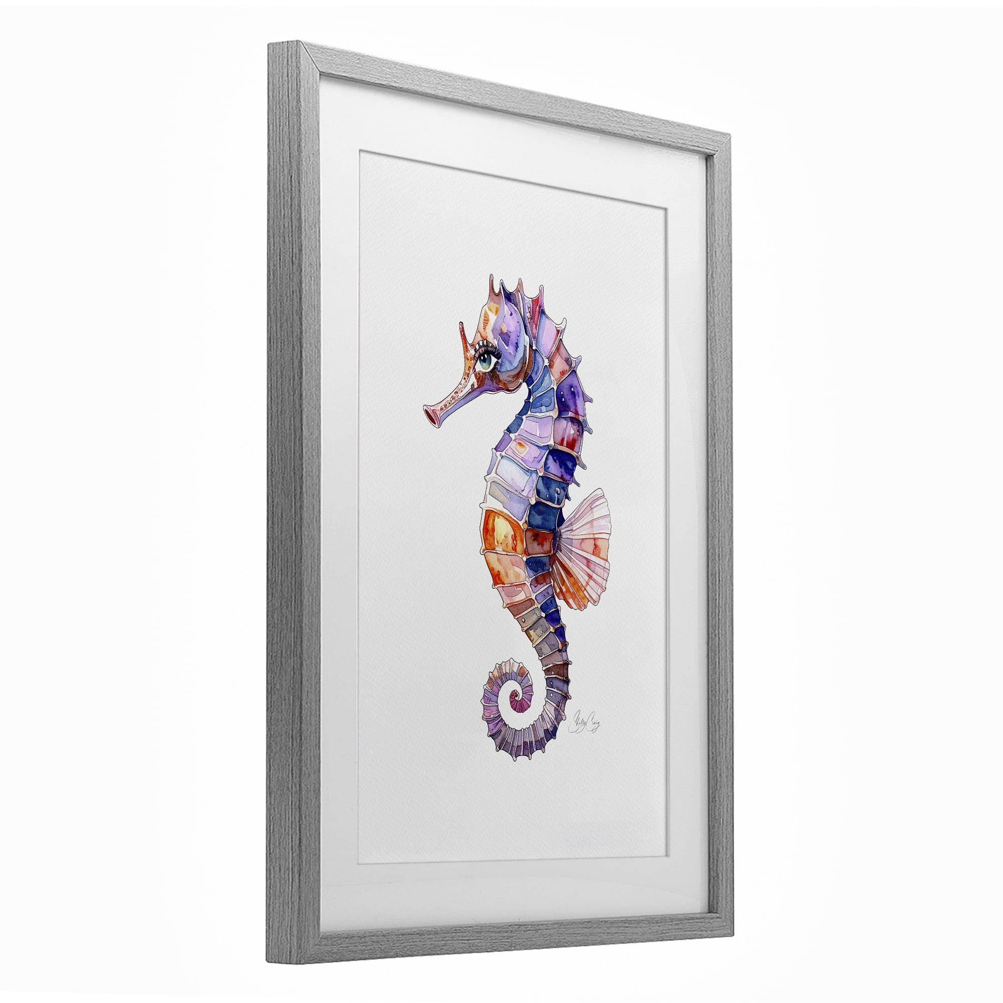 Stupell Industries Sea Whisper Seahorse Gray Framed Print Under Glass, design by Shelly Craig