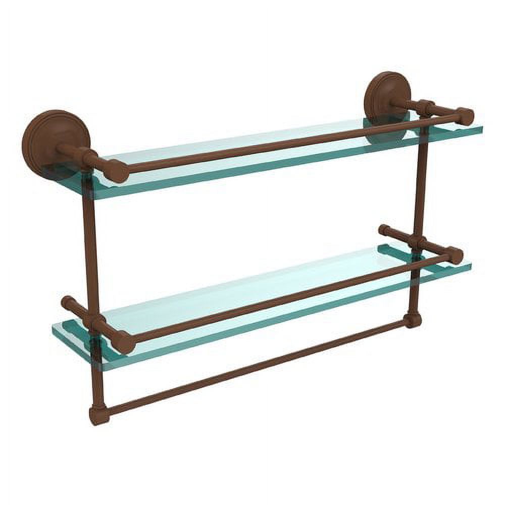 22 Inch Gallery Double Glass Shelf with Towel Bar - image 2 of 7