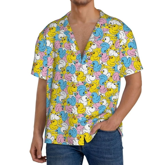 Kdxio Men's Hawaiian Shirt for Men Short Sleeve Shirt Colorful Rubber Duck 1 Summer Casual Holiday Beach Button Down T-Shirts