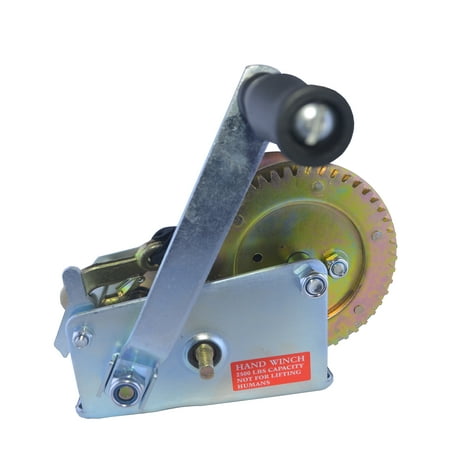 Electric Boat Trailer Winch - D-Rhino 2500LBS 2 GEAR Hand Winch Hand Crank Gear Tool Fit Heavy Duty ATV Trailer Boat