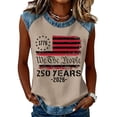 thumbnail image 2 of KDDYLITQ Womens U.s. 250th Anniversary Tshirt 4th July 250 Years Birthday Sleeveless Tanks Liberty Usa Star Stripes American Birthday Blouses American Flag Loose Crew Neck Tops Khaki 3XL, 2 of 7