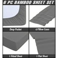 thumbnail image 3 of 6 Piece Luxury Rayon Made From Bamboo Sheets Set- King Gray Sheets, Softer Than Cotton-Up To 16" Deep Pockets-Wrinkle Free-Extremely Soft Bamboo Derived Rayon Sheets- King,Gray, 3 of 5