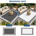 thumbnail image 2 of Garvee Outdoor Rug 10x14ft Modern Bordered Reversible Plastic Straw Rug, Waterproof RV Camping Rug Foldable Patio Rug for Deck Porch Balcony Backyard Picnic Beach, Gray/White, 2 of 9