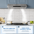 VIKIO Range Hood Under Ducted 3 Speed Exhaust Fan, 42 inch