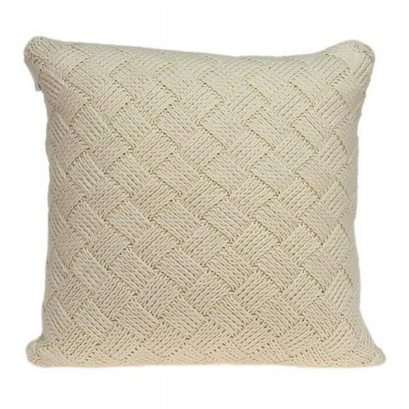 Caden Beige Square Transitional Pillow Cover with Poly Insert - 20 x 20 x 7 in.