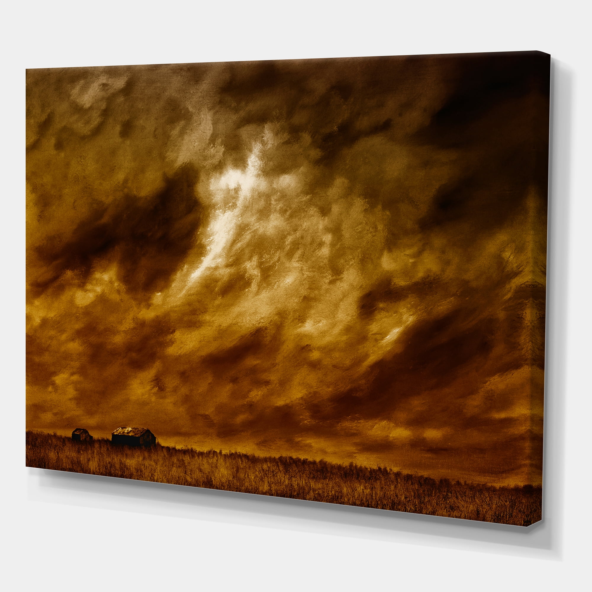 Designart ' Desert Farmhouse Under Cloudy Sky II ' Farmhouse Canvas Wall Art Print