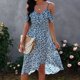thumbnail image 2 of Vestido tipo suéter con hombros descubiertos y estampado floral con tirantes irregulares y escote en V informal a la moda para mujer Fridja  yut2889, 2 of 9