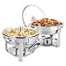 thumbnail image 3 of ROVSUN Ensemble de Buffets à Réchaud 5 Qt 2 Pack, Réchauds Ronds en Acier Inoxydable NSF pour Traiteur, Ensemble de Serveurs de Buffet et Réchauffeurs avec Couvercle en Verre et Support de Couvercle, Cadre de Support Épais pour Mariage Fête Banquet Événement, 3 of 4