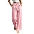 thumbnail image 5 of ZHYou No Boundarie Flowy Pants for Women Tied Elastic Waisted Breathable Lightweight Casual Wide Leg Trousers,Pink,Size 2XL, 5 of 8