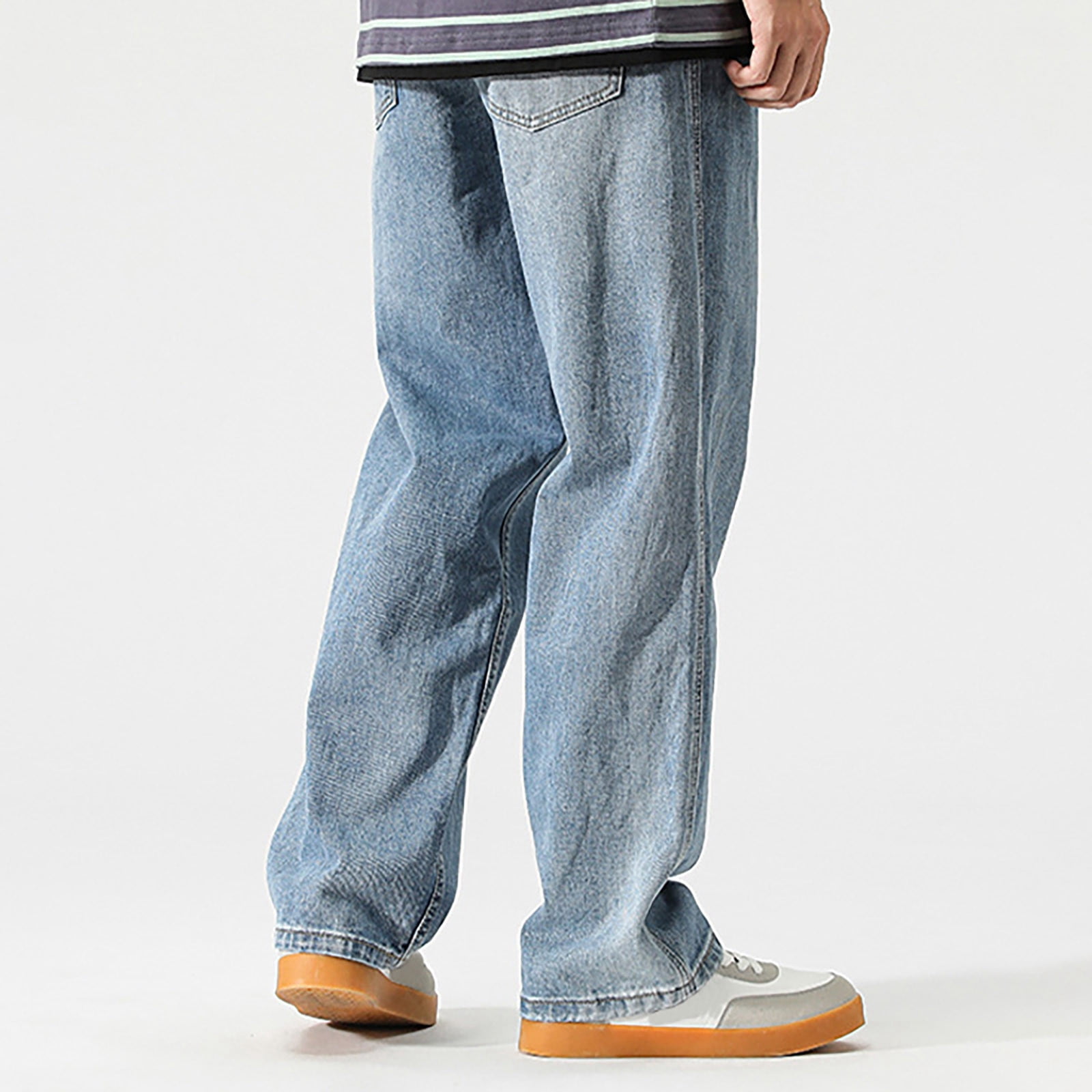 Mens Pants Adult Male Jean Mens Men s Slim Fit Bike Jeans Stretch Straight Leg Moto Denim Pants Clothes Light Blue 38 Walmart