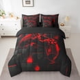 thumbnail image 2 of jejeloiu Cartoon Console Gamepad 7pcs Bedding Comforter Set,Modern Geometric Plaid Queen Bedding Sets,Red Black Queen Sheet Sets For Boys Teens,Ultra Soft Home Decor Reversible, 2 of 8