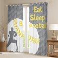 thumbnail image 2 of Feelyou Cartoon Baseball Athlete Curtains Pack of 2 (42x84 Each) for Boys, Grey Yellow Stripes Curtains Blackout, Ball Sports Theme Bedroom Curtains, Curtains and Drapes Decor, 2 of 6