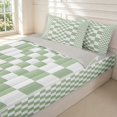 thumbnail image 3 of Manfei Abstract Grid Zipper Twin Comforter Sets with Fitted Sheet and 2 Pillowcases,Modern Plaid Zipper Bedding Set,Light Green,Light Gray Reversible,4pcs, 3 of 8
