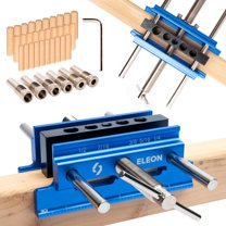 ELEON Self-Centering Dowel Jig with Elongated Jaws and Extra-Wide Clamp – Durable Aluminum Alloy Dowel Drill Guide
