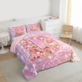 thumbnail image 3 of Feelyou Chic Pink Monogrammed D Full Size Comforter Sets, Glitter Mermaid Scale Bedding Comforter Set, Dreamy Princess Cartoon Reversible Bedding Sets, Lightweight Room Decor, 3pcs, 3 of 8