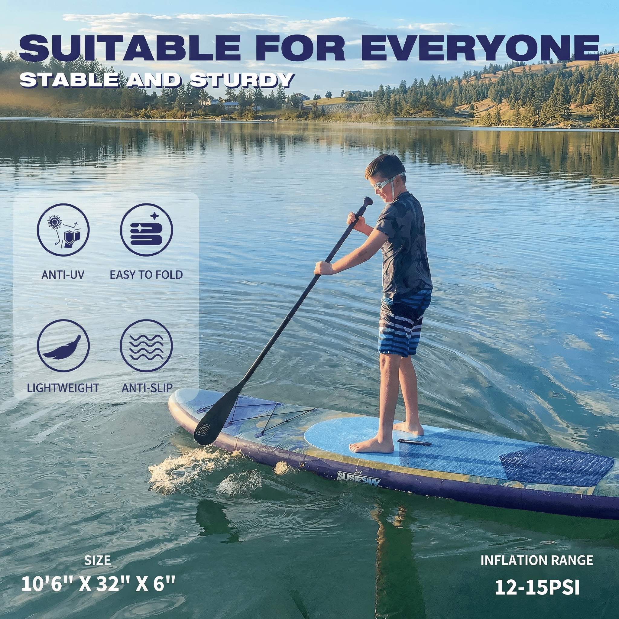 Rayocon Inflatable Paddle Board for Adults, 10'6" Stand Up Paddle Board, Wide Stable Touring SUP with Pump and Dry Bag
