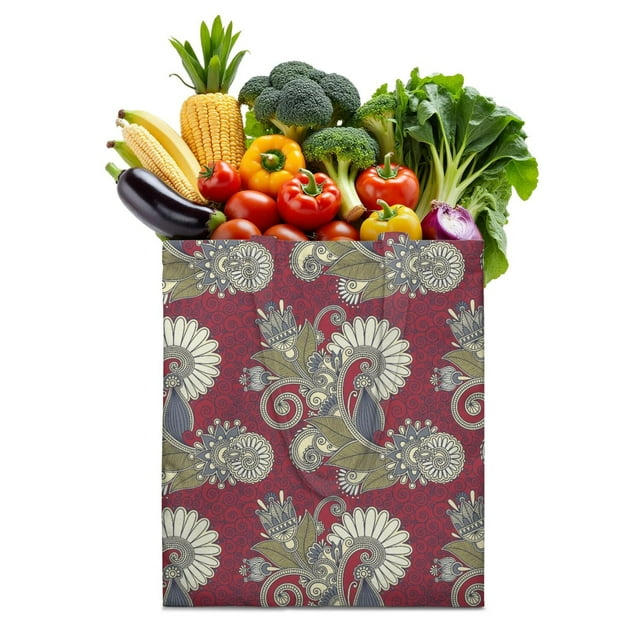Boho Chic Paisley Foldable Tote Bag - Eco-Friendly Reusable Shopping Bag with Geometric Art
