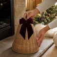 thumbnail image 5 of FeiBiQiuBi Woven Christmas Bell with Bow Ornament, Resin Jingle Bell Shaped Natural Rattan Tabletop Decor for Outdoor Indoor Decoration, 5 of 7