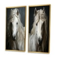 thumbnail image 3 of Designart "White Horse Subtle " Horse Framed Wall Art Set Of 2 - White Animals Framed Canvas Set For Living Room Decor, 3 of 7