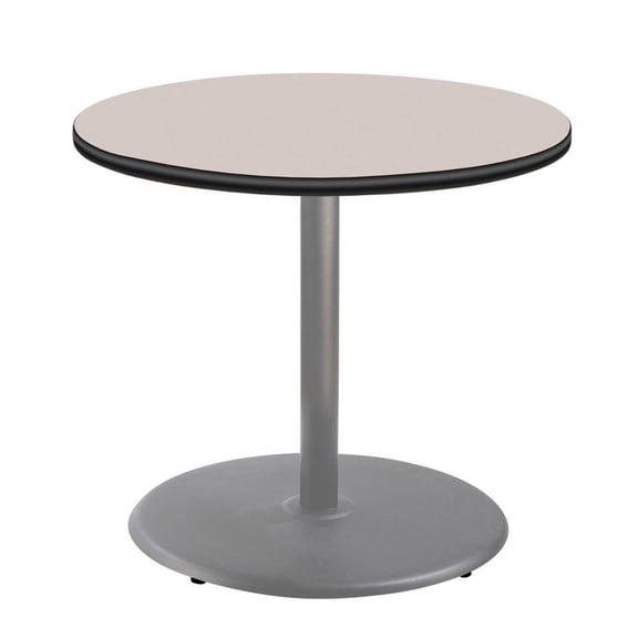 36" Round Cafe Table With Round Base, 30" Height, Particleboard Core T-Mold, Grey Nebula Top, Black Frame