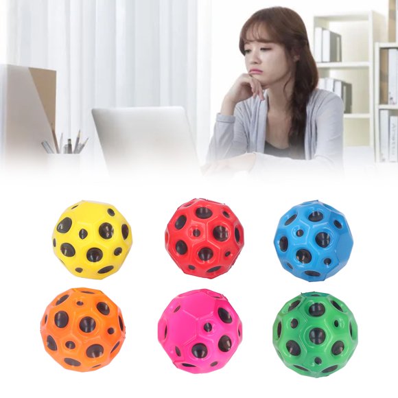 High Bounce Balls, Stress Relief Easy Grip 6pcs Jumping Balls for Indoors