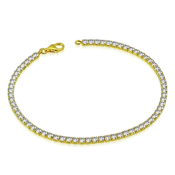 925 Sterling Silver White Clear Round CZ Classic Tennis Bracelet, 7.25"