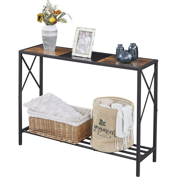 ZXNYH Console Table, entryway Table, Narrow Sofa Table with Shelves, Entrance Table for Hallway, Entryway, Living Room, Foyer, Corridor, Office, Black & White