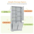thumbnail image 4 of Bathroom Storage Cabinet with 2 Laundry Hamper, Wooden Bathroom Pantry Cabinet with 1 Cabinet and 4-Layer Shelves for Living Room, Gray, 4 of 9