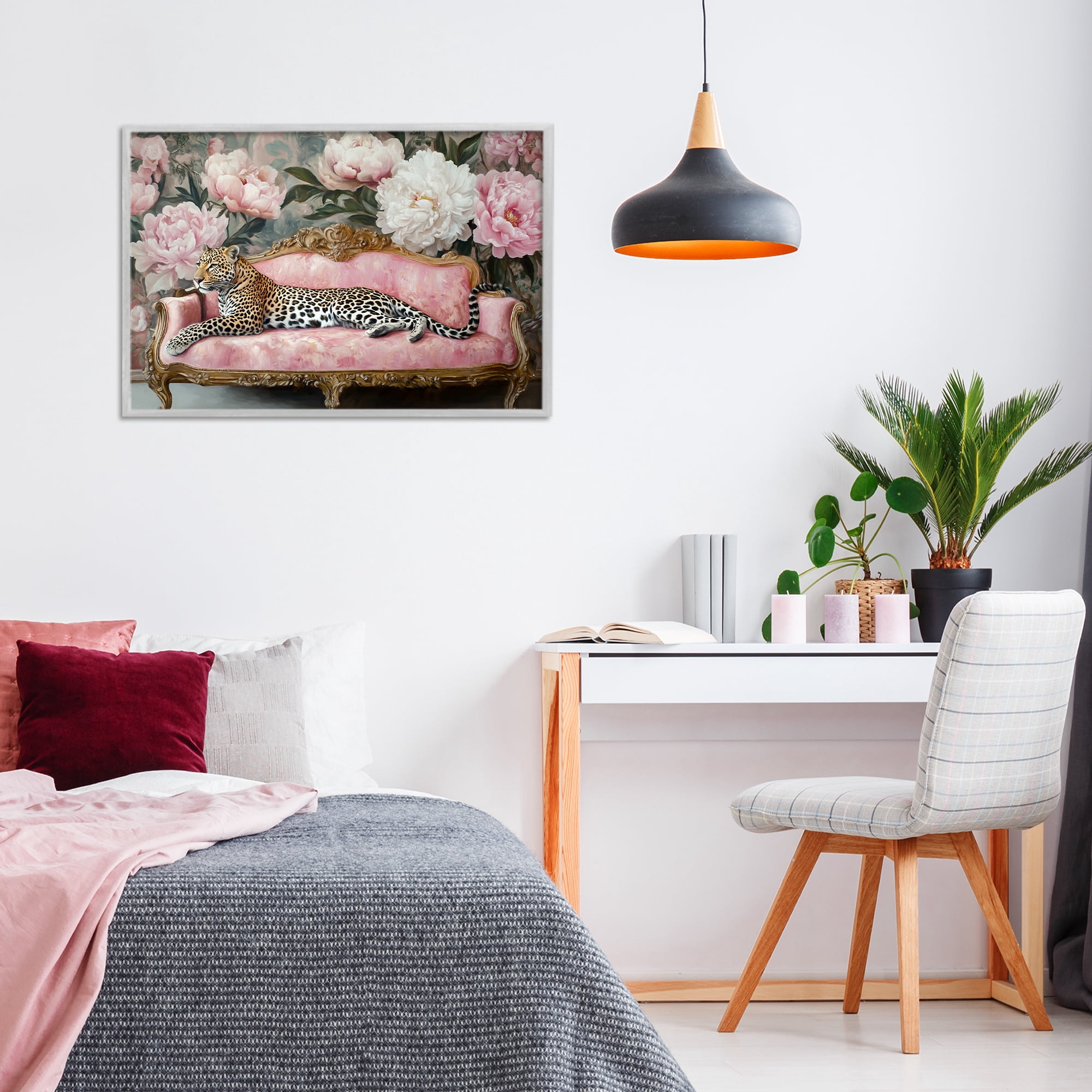Stupell Industries Where The Leopard Dreams Gray Framed Giclee Art, design by Tina LeCour