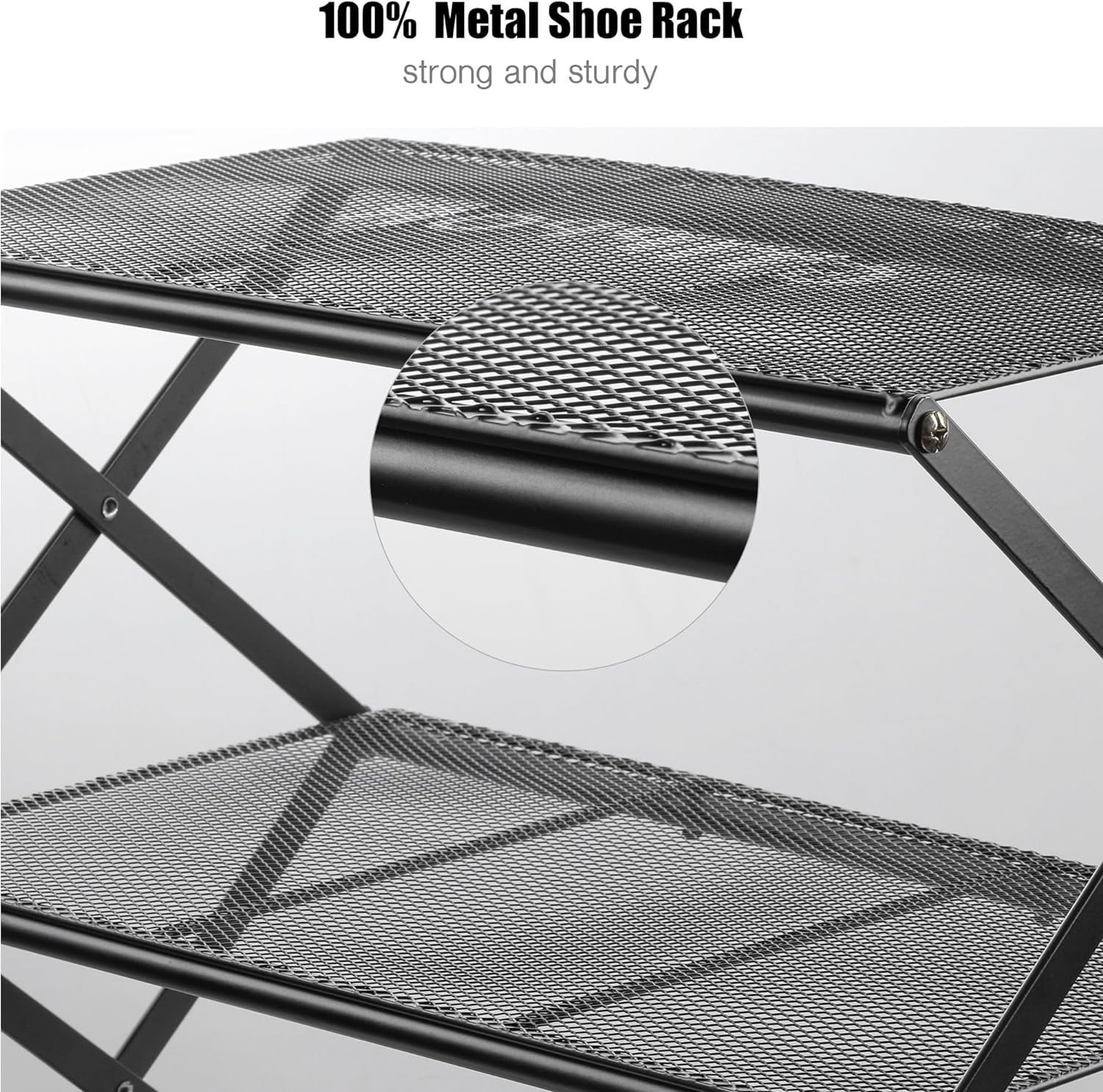 5-Tier Foldable Shoe Rack Without Assembly, Metal Collapsible Shoe Organizer for Entryway, Living Room, Hallway, Black