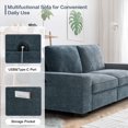 thumbnail image 4 of LEISLAND 73" Sectional Couches for Living Room, Modular Sofa Loveseat with Storage&USB Port, Modern Couches&Sofas with Low-Back Cushion and Detachable Cover(Blue), 4 of 8