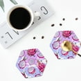 thumbnail image 4 of Yiaed Dragon Fruit Print Leather Coasters for Drinks - Cup Coasters Coffee Table Kitchen Table Bar, Home & Office Gifts Handmade Drink Coasters-Hexagon, 4 of 6