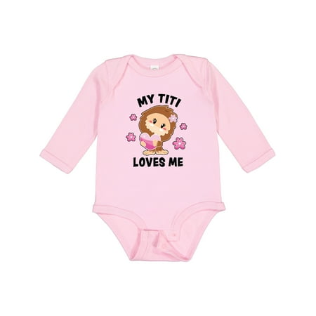 

Inktastic My Titi Loves Me with Bigfoot Girls Long Sleeve Baby Bodysuit