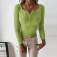 thumbnail image 2 of Long Sleeve Shirts for Women V-Neck Button Solid Knitted Single Breasted Slim Fit Bottomed Casual Tops Basic Tops Tee Tshirt Blouse, 2 of 4