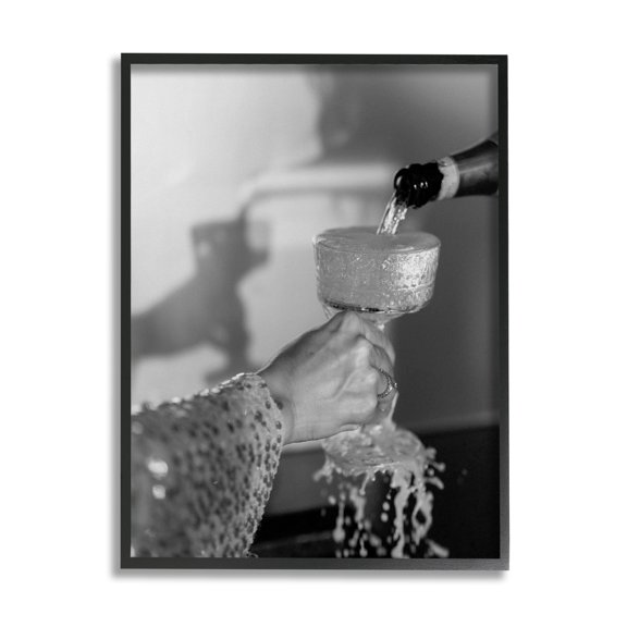Stupell Industries Classy Champagne Pour Splash Food & Beverage Photography Black Framed Art Print Wall Art, 11 x 14