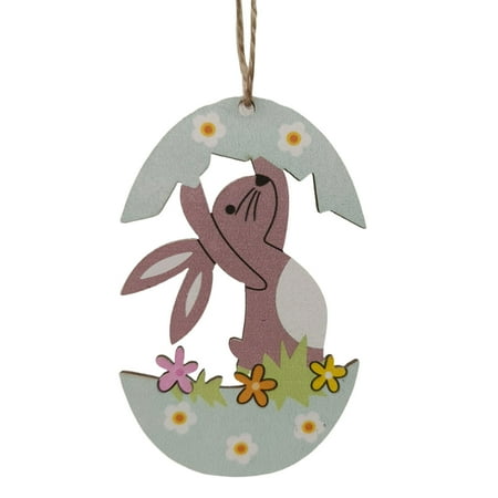 

SONGBIRDTH Hanging Pendants 2Pcs Create Atmospheres Adorable Unique Wooden Easter Rabbit Bunny Pendants