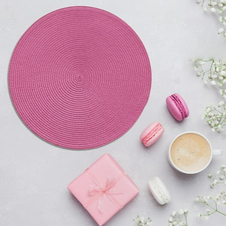 

Markdown! Poaug Place Mat Clearance Placemat Woven Spiral Table Placemats 15 Inches Round Set Of 4 Non Slip Dining & Kitchen Table Mats Red1